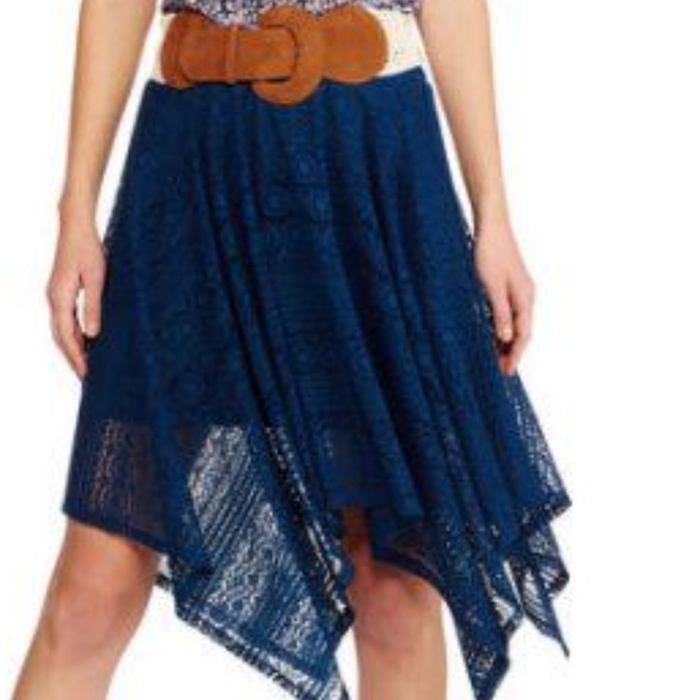 No Boundaries Lace Sharkbite Skirt Blue